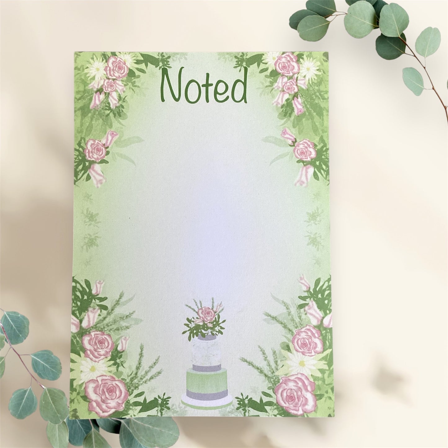A6 Notepad with 3 Tier Cake Illustration - Interior Pages View - Lined Paper for Smooth Writing Experience"