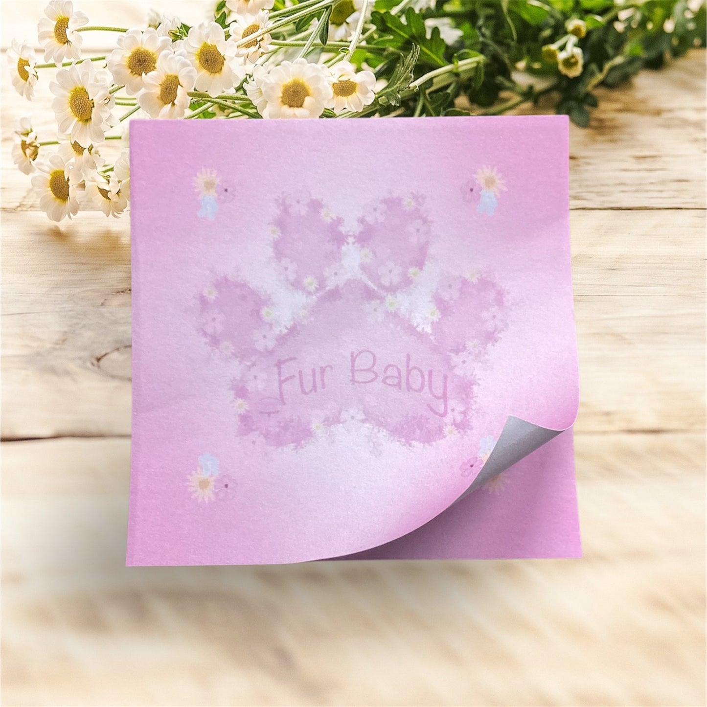 Sticky Note-Post it Note - Pink paw print design 100 pages