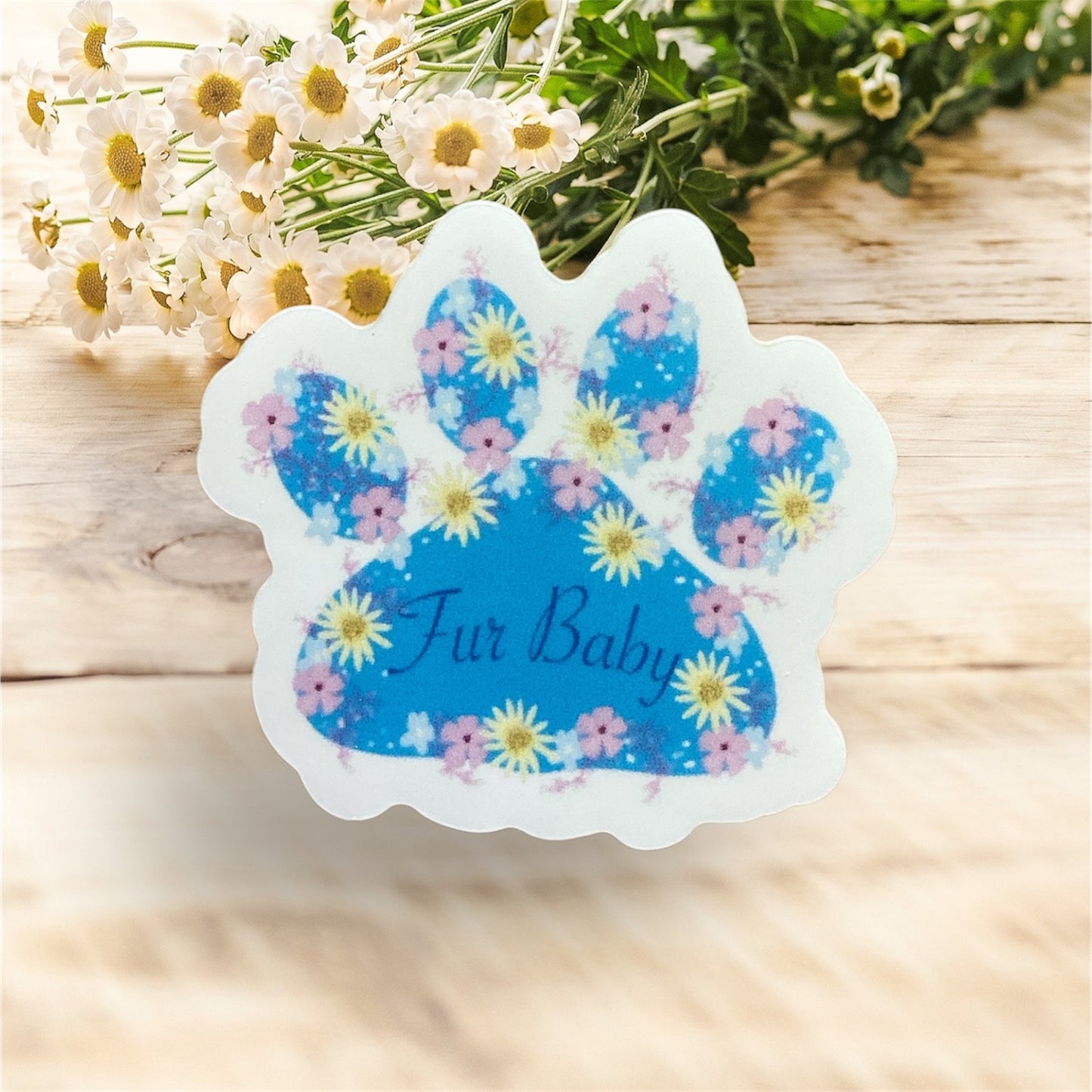 Adorable Paw Print design in Die cut self adhesive sticker BLUE