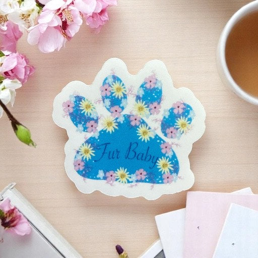 Adorable Paw Print design in Die cut self adhesive sticker BLUE