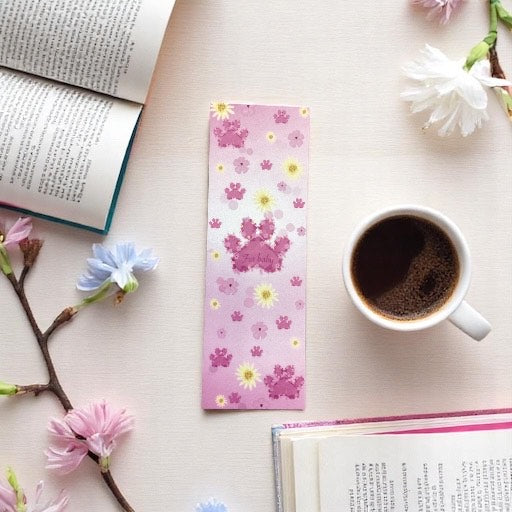 Pink Paw Print Bookmark - Size Comparison - Perfectly Sized for Books and Journals"