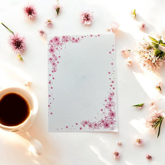 "Pink Blossom A6 Notepad with floral design - luxury collectible hardback notebook for professional note-taking"